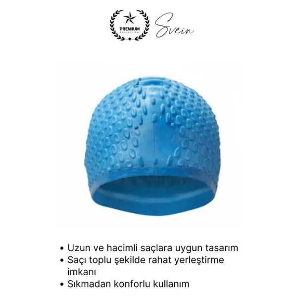 Svein #Bone Su Geçirmez Kaymaz Silikon Yüzücü Bonesi Yüzme Şapkası Uzun Saç Yetişkin Esnek Havuz Deniz - Görsel 5
