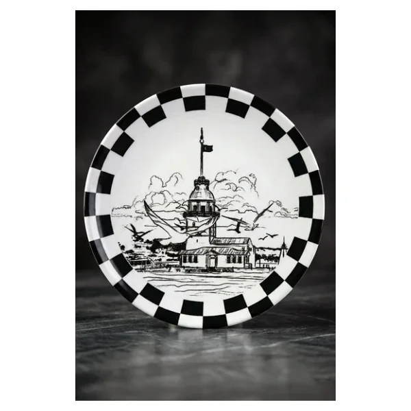 Grandora Istanbul Kız Kulesi Temalı (6 Adet, 27 Cm) Servis Tabağı Dama Sunum Pasta, Tatlı Ve Kahvaltı Tabak - Görsel 5