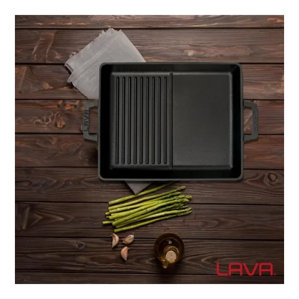Lava Hibrit Yekpare Çift Kulplu Dikdörtgen 26x32 Cm Döküm Izgara Tava - Görsel 8