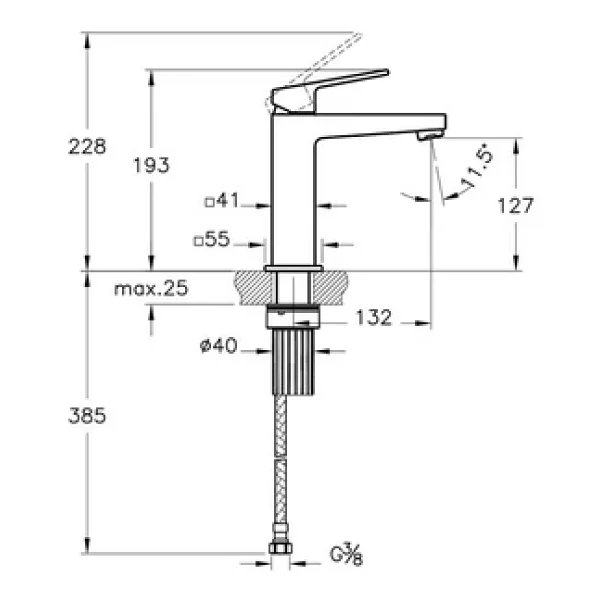 Artema Minimax Square A4372236 Mat Siyah Yüksek Lavabo Bataryası - Görsel 6