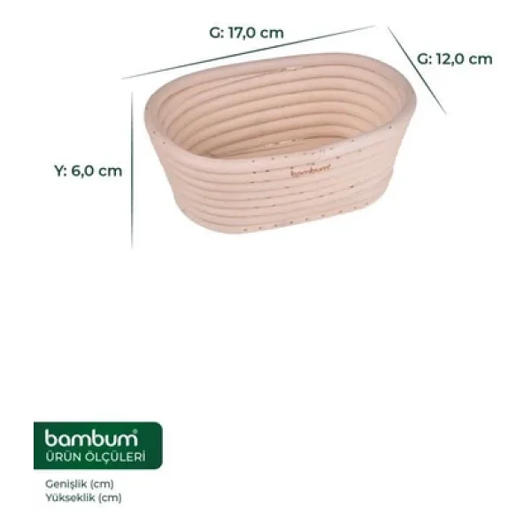 Bambum Puder - Ekmek Mayalama Sepeti Oval 17 Cm - Görsel 6