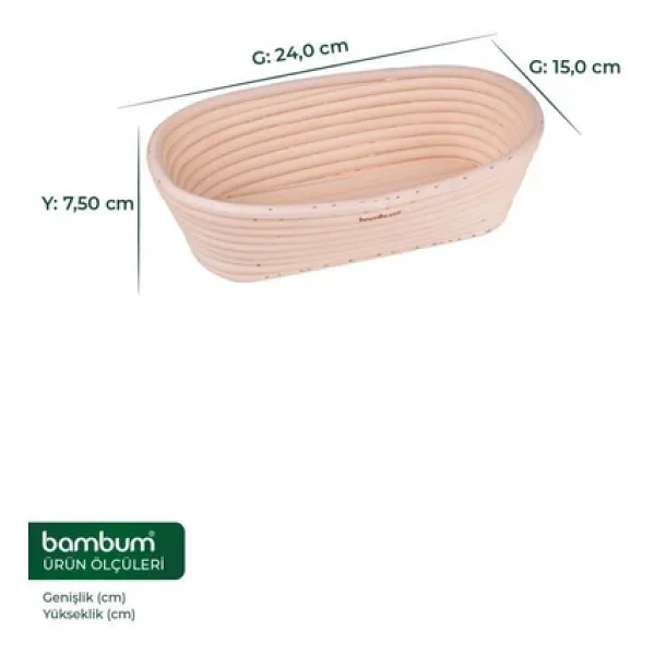 Bambum Puder - Ekmek Mayalama Sepeti Oval 24 Cm - Görsel 8