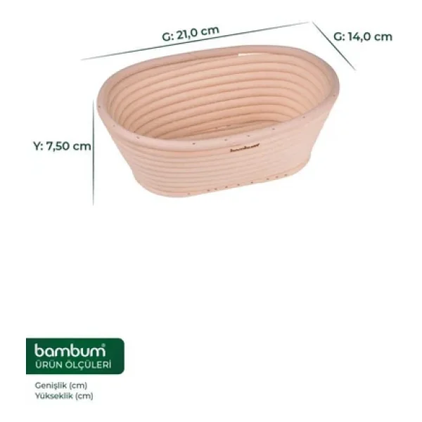 Bambum Puder - Ekmek Mayalama Sepeti Oval 21 Cm - Görsel 7