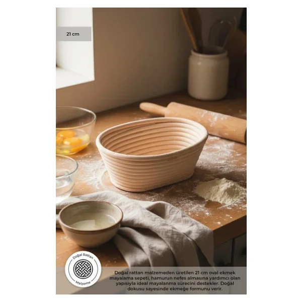 Bambum Puder - Ekmek Mayalama Sepeti Oval 21 Cm - Görsel 5