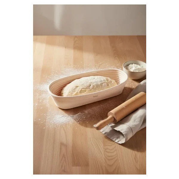 Bambum Puder Oval Ekmek Mayalama Sepeti, 35 Cm, Doğal Rattan - Görsel 4
