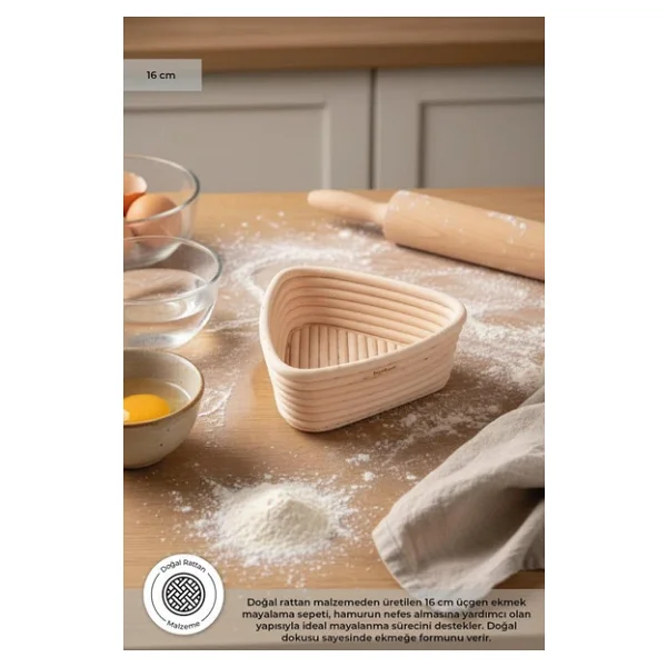 Bambum Puder - Ekmek Mayalama Sepeti Üçgen 16 Cm - Görsel 7