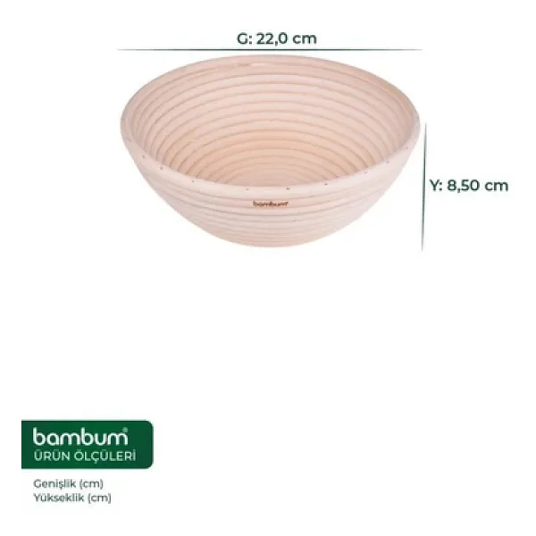 Bambum Puder - Ekmek Mayalama Sepeti Yuvarlak 22 Cm - Görsel 7