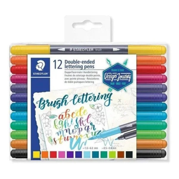 Staedtler Brush Lettering Çift Taraflı 12'li Fırça Uçlu Keçeli Kalem Seti - Görsel 4