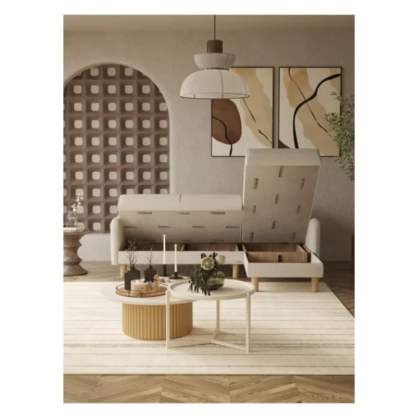 Modalife Bohem Köşe Takımı, İskandinav L Koltuk, Modern Köşe Koltuk, Uzanmalı, Yataklı Sandıklı - Görsel 4
