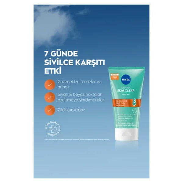 Nıvea Derma Skin Clear Sivilce Karşıtı Yüz Temizleyici Peeling 150ml, Arındırıcı, Salisilik Asit - Görsel 2