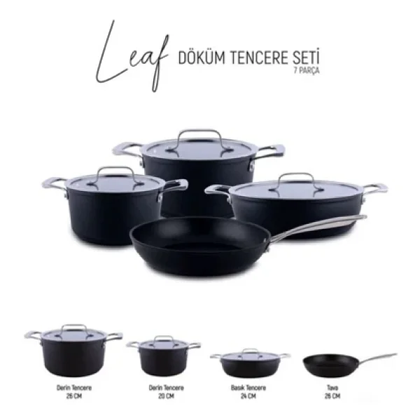Arow Leaf 7 Parça Döküm Tencere Seti Tr-4262 - Görsel 4