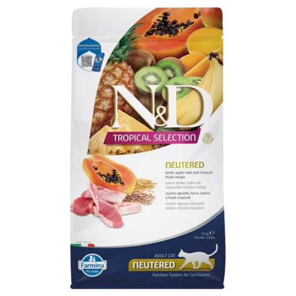 N&D Tropical Selection Kuzu Etli 1.5 Kg Kısırlaştırılmış Yetişkin Kedi Maması - Görsel 3