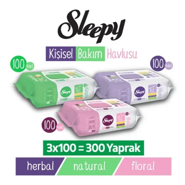 Sleepy Kişisel Bakım Havlusu Karma Paket 3x100 (300 Yaprak) - Görsel 8