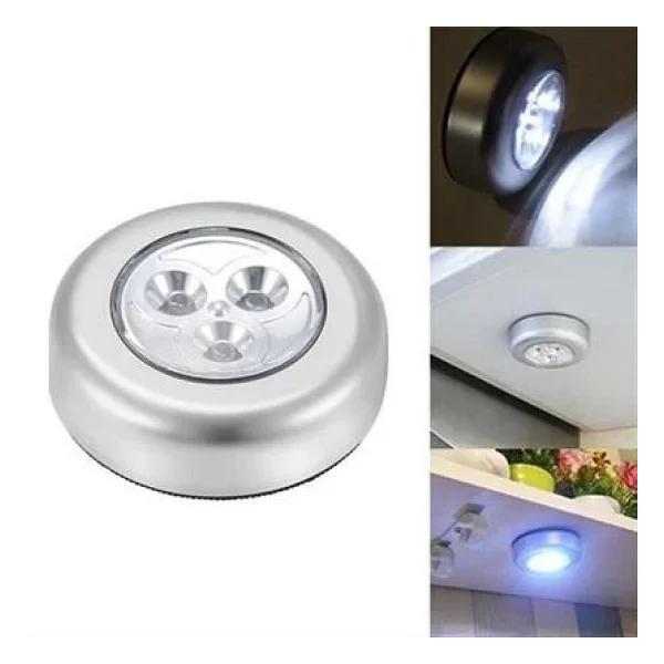 Kablosuz Spot Pilli Dokunmatik LED Lamba 3 Ledli Dolap Lambası - Görsel 6