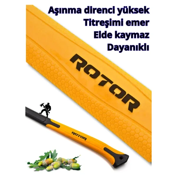 Rotor Fiber+Ahşap Saplı 1360gr+600gr 2'li Balta Nacak Seti - Görsel 3