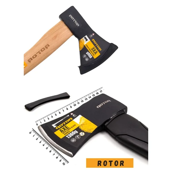 Rotor Fiber+Ahşap Saplı 1360gr+600gr 2'li Balta Nacak Seti - Görsel 4