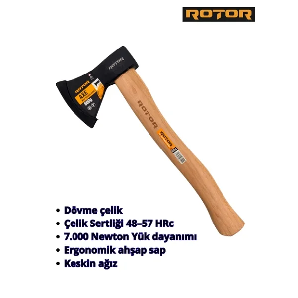 Rotor Fiber+Ahşap Saplı 1360gr+600gr 2'li Balta Nacak Seti - Görsel 6