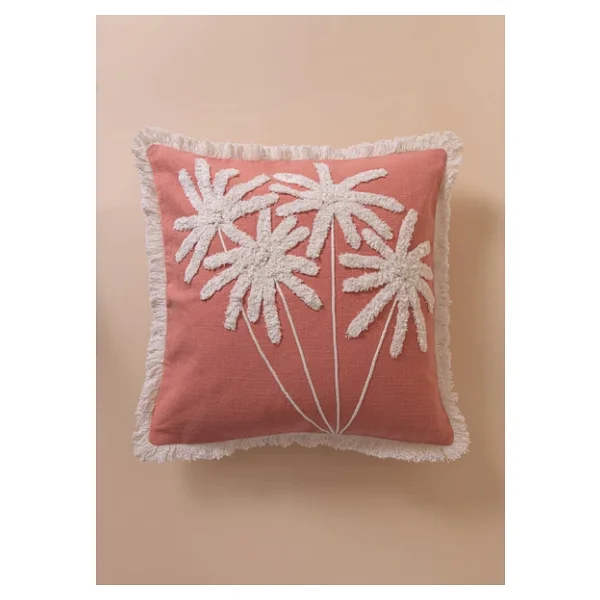 The Mia Bohem Palmiye Desenli Kırlent Somon 45 X 45 Cm - Görsel 4