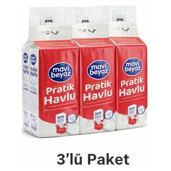 Mavi Beyaz 3 Adet Mavi Beyaz Pratik Havlu 500 Yaprak - Görsel 6