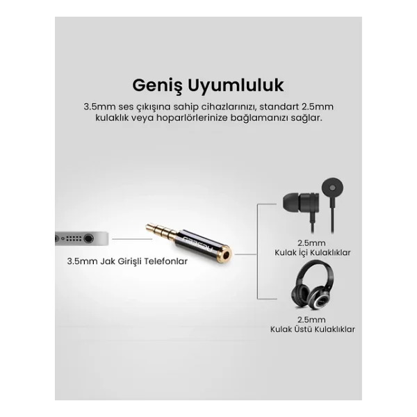 Ugreen 2.5mm Erkek To 3.5mm Dişi Jack Dönüştürücü - Görsel 4