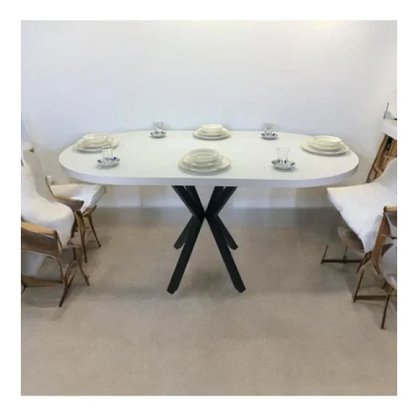 Mobilyacın Oval Yemek Masası 6 Kişilik 160 X 90 Beyaz - Görsel 4