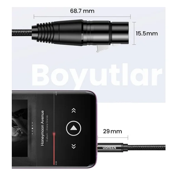 Ugreen 3.5mm Erkek - Xlr Dişi Mikrofon / Ses Kablosu 2m, 20244 - Görsel 5