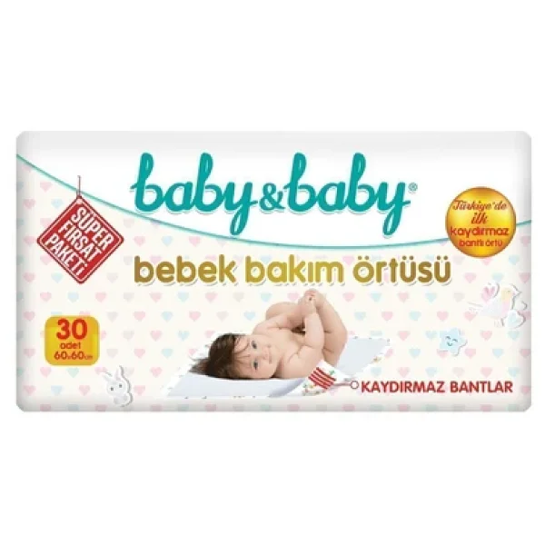 Baby&Baby Kaydırmaz Bantlı 30'lu Bebek Bakım Örtüsü - Görsel 4