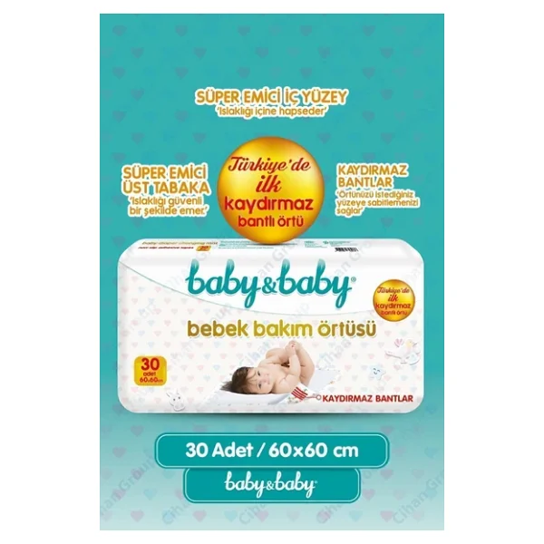 Baby&Baby Kaydırmaz Bantlı 30'lu Bebek Bakım Örtüsü - Görsel 3