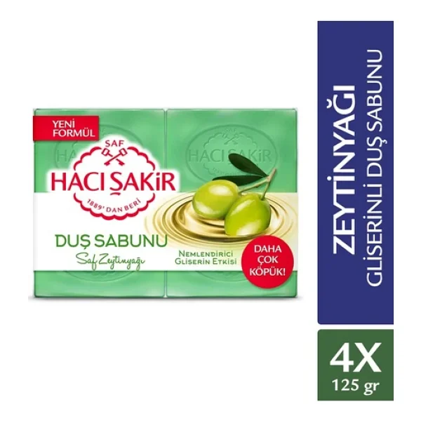 Hacı Şakir Zeytinyağı Gliserinli Saf 4x125 Gr Duş Sabunu - Görsel 3