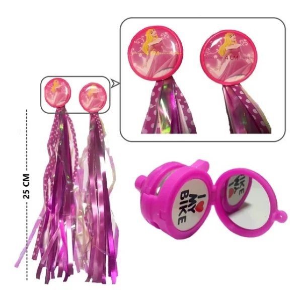 Hsgl Bisiklet Kartlı Püskül Pembe Aynalı Zil Set - Görsel 2