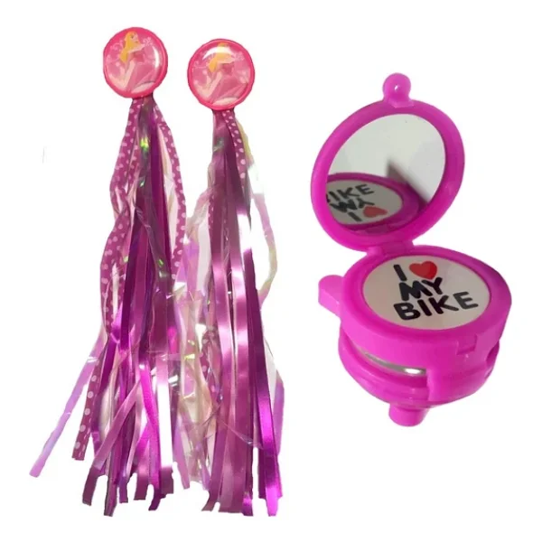 Hsgl Bisiklet Kartlı Püskül Pembe Aynalı Zil Set - Görsel 5