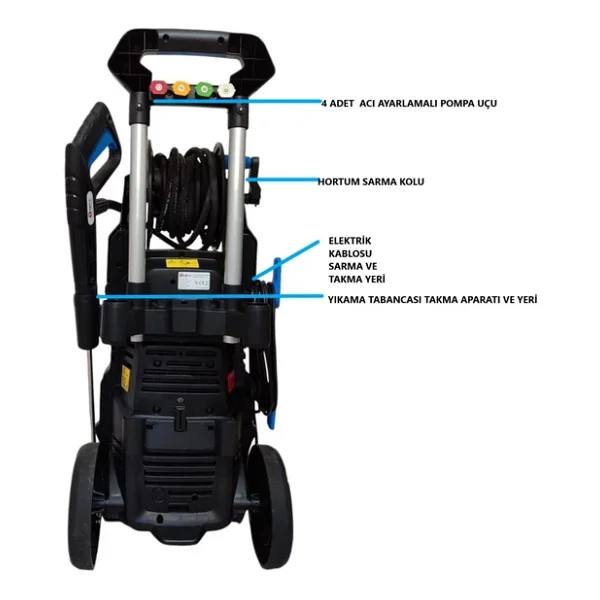 Hsgl Araç Yıkama 225 Bar Indiksiyon Motor 3200 Watt Profesyonel Yüksek Basınçlı Rapco Yıkama Makinesi - Görsel 3