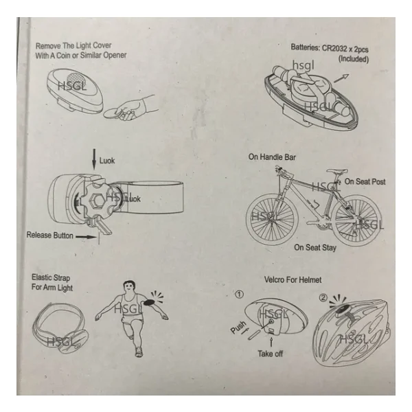 Hsgl Bisiklet Scooter Spor Ve Kask İcin Mavi Kırmızı Çakarlı Işık - Görsel 5