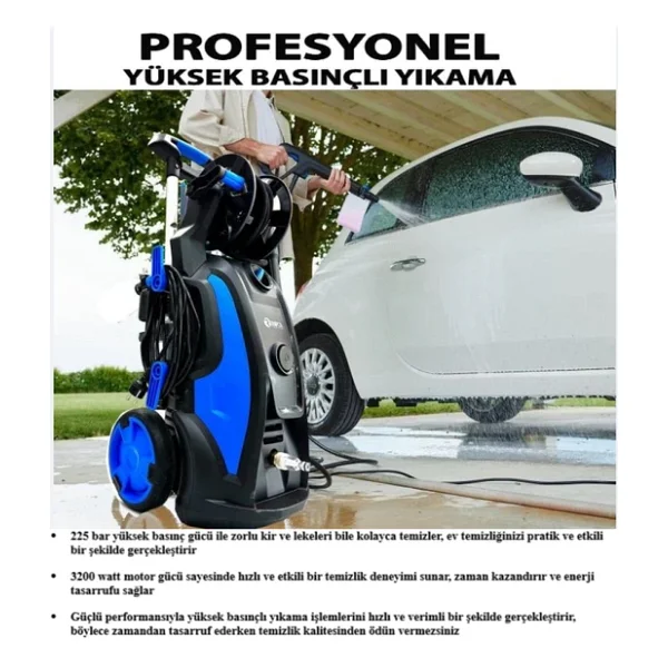 Hsgl Araç Yıkama 225 Bar Indiksiyon Motor 3200 Watt Profesyonel Yüksek Basınçlı Rapco Yıkama Makinesi - Görsel 4