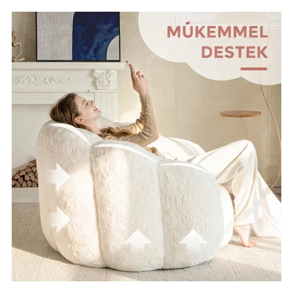 Puffiber Puf Koltuk Çiçek Tasarımlı Peluş Armut Koltuk Rahat TV Ve Okuma Koltuğu 105x80 Cm - Görsel 3