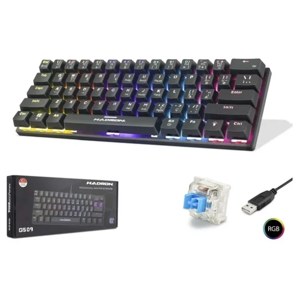 Hadron G509B RGB TKL Blue Switch Kablolu Mekanik Oyuncu Klavyesi - Görsel 3