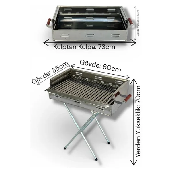 Pratikoutdoor 60x35 Cm Katlanır Kömürlü Mangal - Görsel 4