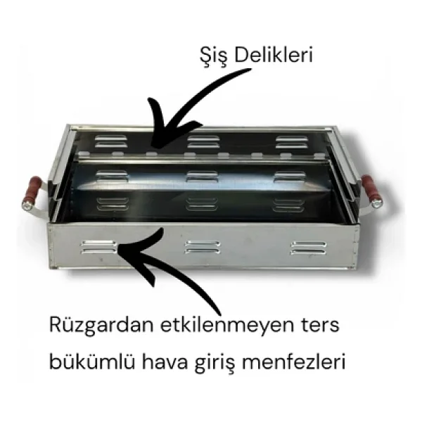Pratikoutdoor 60x35 Cm Katlanır Kömürlü Mangal - Görsel 6