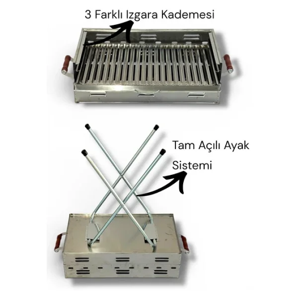 Pratikoutdoor 60x35 Cm Katlanır Kömürlü Mangal - Görsel 5