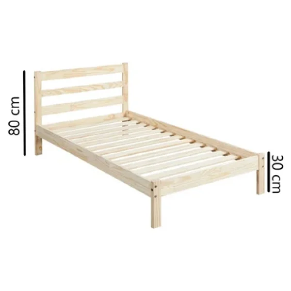 Pinoxi Masif Ahşap Karyola 90cm X 190cm Doğal Ahşap Natural Başlıklı - Görsel 4