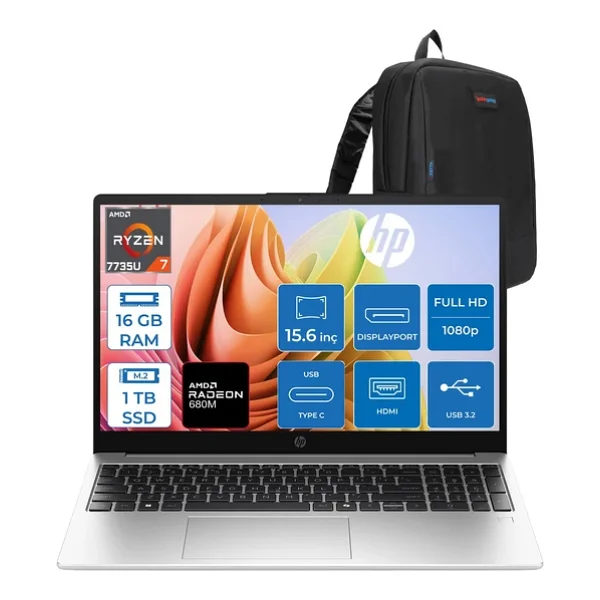 Hp 255r G10 D30m1et Ryzen 7 7735u 16 GB 1 TB SSD Radeon 680m 15.6" Full HD Notebook - Görsel 4