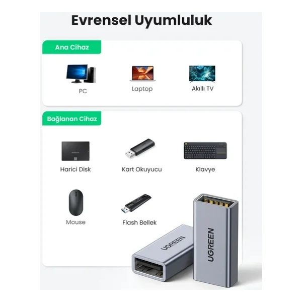 Ugreen USB-A 3.0 Uzatma Birleştirme Adaptörü - Görsel 5