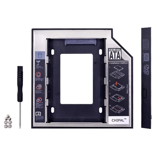 Alfais 4717 12.7mm Sata HDD Harddisk Caddy Kızak Kutu Laptop SSD Notebook Ikinci HDD Takma - Görsel 2