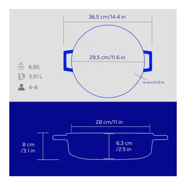 Lava Premium Majolik 28 Cm Çok Amaçlı Yayvan Döküm Tencere - Görsel 7