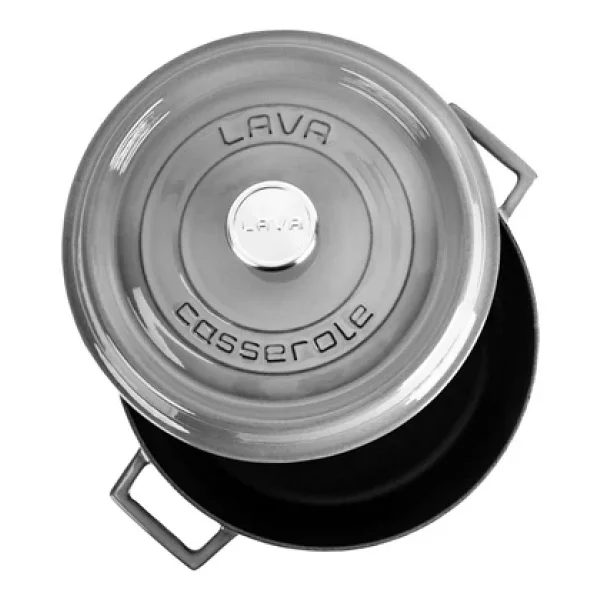 Lava Premium Majolik Gri 28 Cm Çok Amaçlı Yayvan Döküm Tencere - Görsel 2