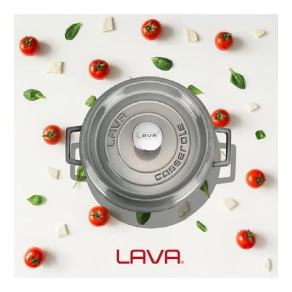 Lava Premium Majolik Gri 28 Cm Çok Amaçlı Yayvan Döküm Tencere - Görsel 7