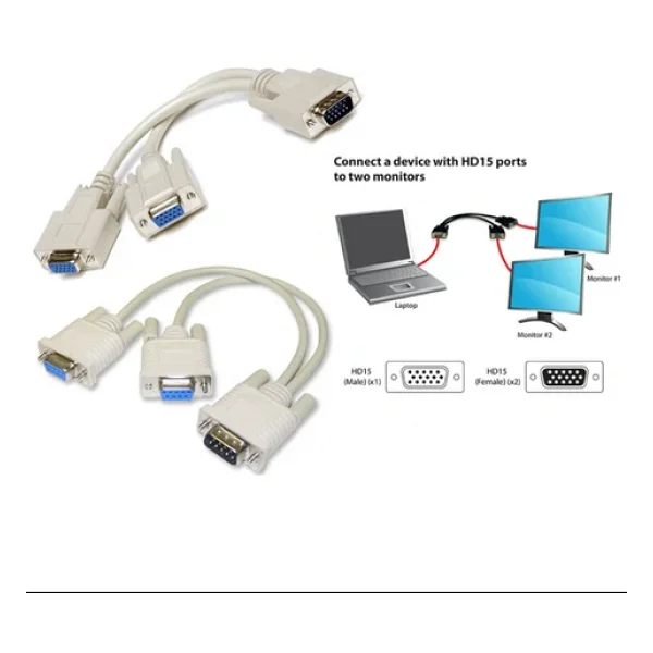 Vga To 2 Vga Çoğaltıcı Çoklayıcı Y Kablo - Görsel 4