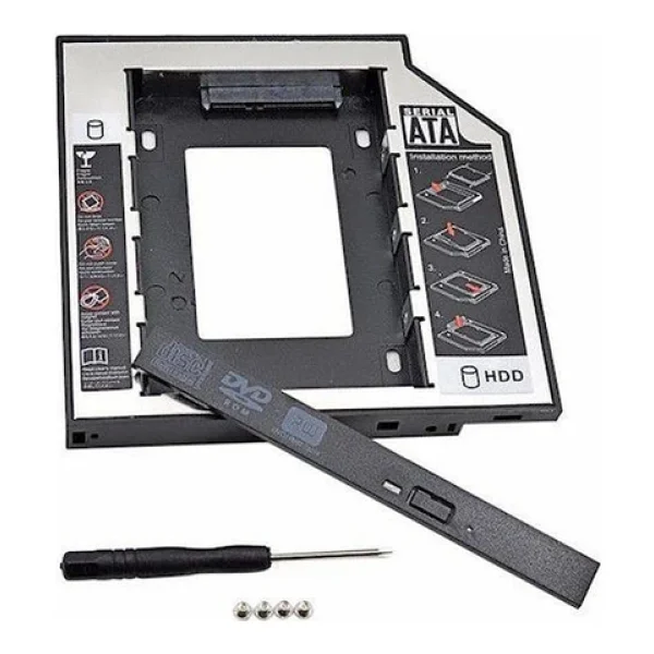 SSD Caddy 9.5mm DVD To SSD Kızak 2 HDD Bağlama - HDD Caddy Kutu - Görsel 3