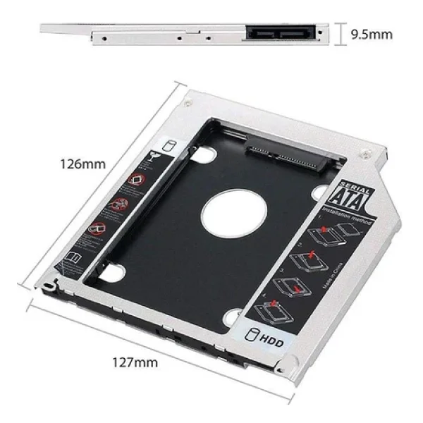 HDD Caddy 9.5mm 2.5" Sata 2nd HDD Caddy - Görsel 2