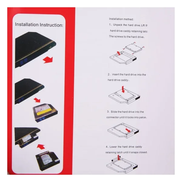 DVD Kızak Extra Sata 9.5mm HDD SSD Hardisk Yuva Kutu Caddy - Görsel 5